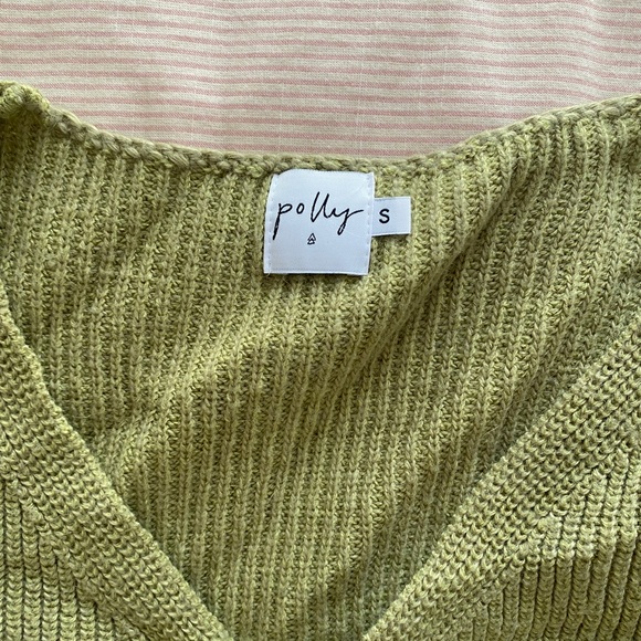 Princess Polly green sweater wrap top - Picture 2 of 3